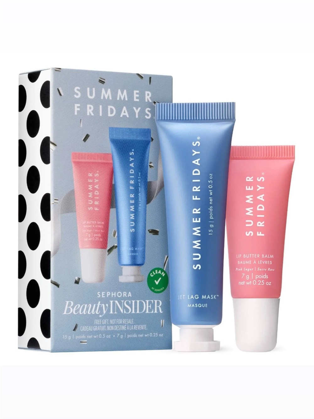 SUMMER FRIDAYS x Sephora Travel Jet Lag Mask & Pink Sugar Lip Butter Balm Duo